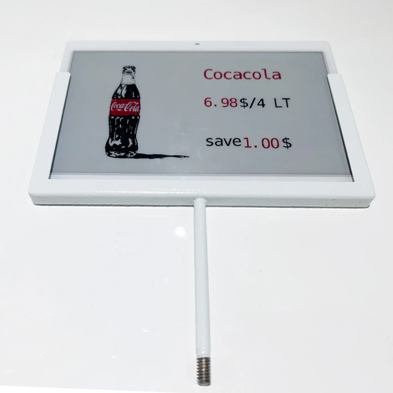 Etiqueta de preu electrònica de 7,3 polzades de muntatge de cargol metàl·lic estil Coca-cola