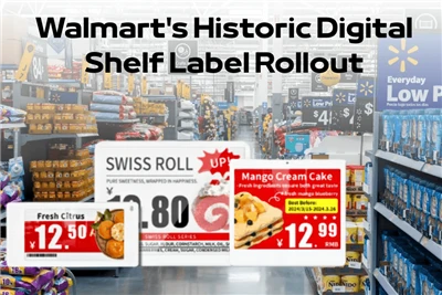 Presentació històrica d'etiquetes de prestatgeries digitals de Walmart