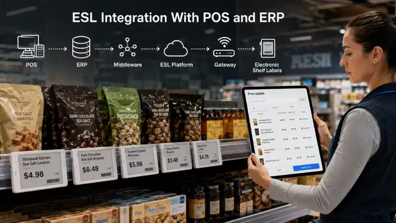 Integració d'etiquetes de prestatge electrònic amb TPV i ERP: API, mapes de dades, gestió d'error...