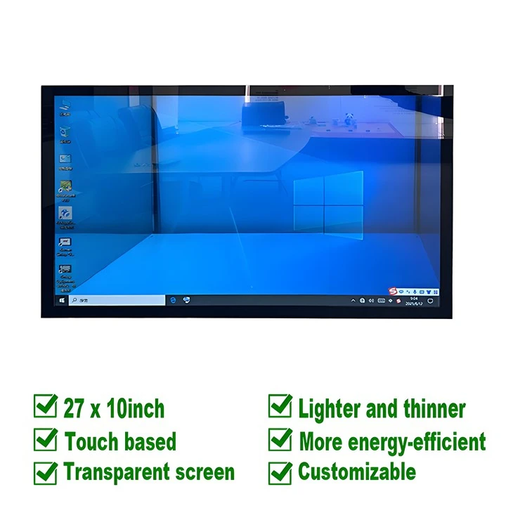Pantalla tàctil transparent de 27 x 10